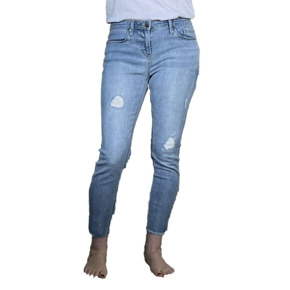 Buffalo David Bitton Denim - Buffalo Jess Rip & Repair Mid-Rise Skinny Jeans Raw Hem Women's 4